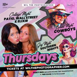 Early Pickup - Thursdays @ Cowboys, Patio, & Southern Nights - Party Bus | 10:30pm west | 10:45pm East