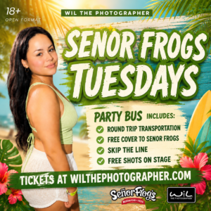 Regular Pickup - Tuesdays at Senor frogs - Party Bus | 11:20pm west | 11:35pm East